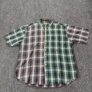 Vintage Siegfried Shirt Mens XL Multicolor Plaid Linen Short Sleeve Button Front